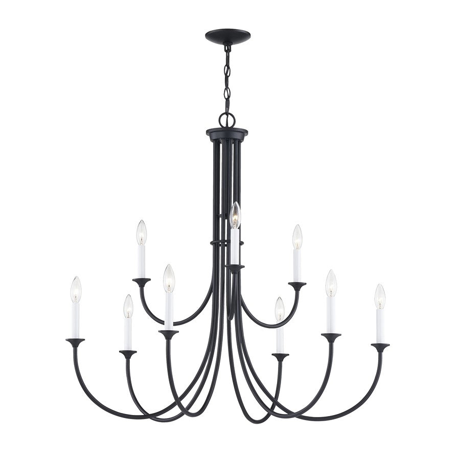 Atlas Lighting Meadowview 36'' Wide 9Lt Chandelier, Matte Black