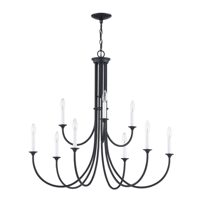 Atlas Lighting Meadowview 36'' Wide 9Lt Chandelier, Matte Black