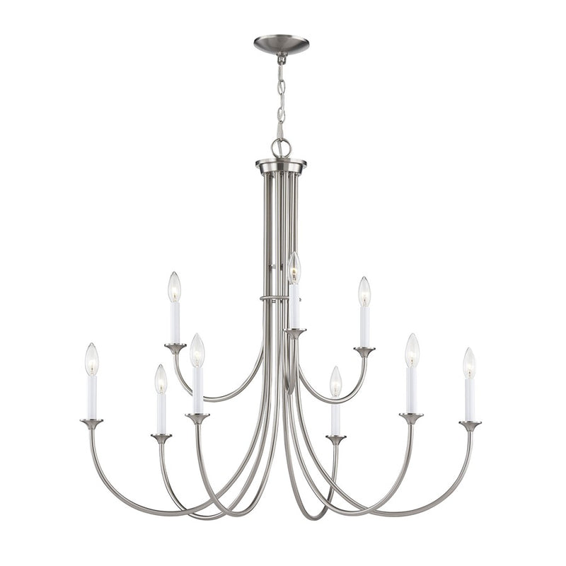 Atlas Lighting Meadowview 36in 9-Light Chandelier | Traditional Brushed Nickel Metal | Dining Room & Foyer | 36 x 36 x 34 in | Model CL11243-NK