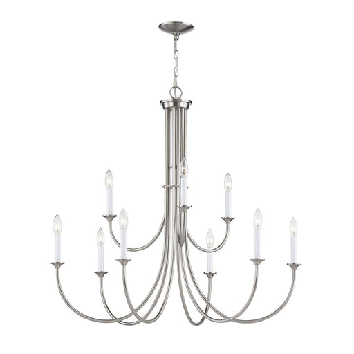 Atlas Lighting Meadowview 36'' Wide 9Lt Chandelier, Brushed Nickel