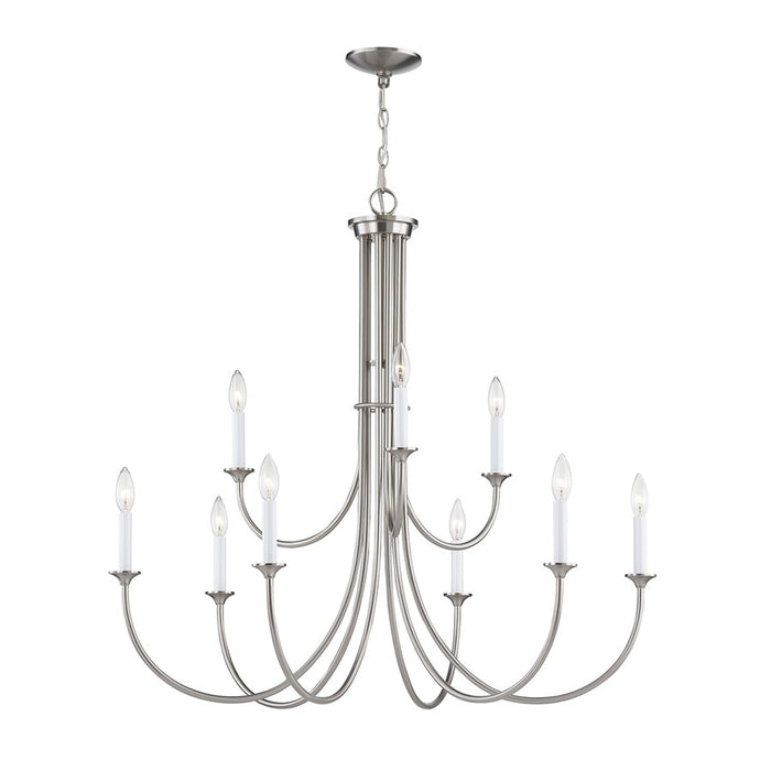 Atlas Lighting Meadowview 36'' Wide 9Lt Chandelier, Brushed Nickel