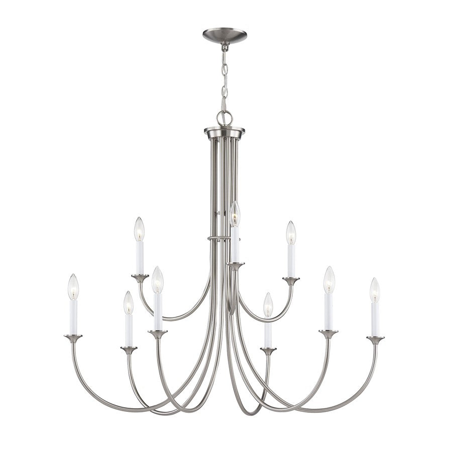 Atlas Lighting Meadowview 36'' Wide 9Lt Chandelier, Brushed Nickel
