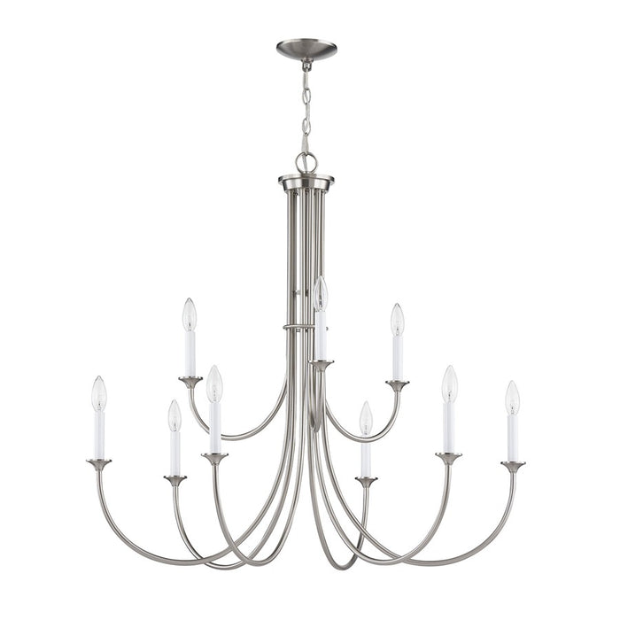Atlas Lighting Meadowview 36'' Wide 9Lt Chandelier, Brushed Nickel