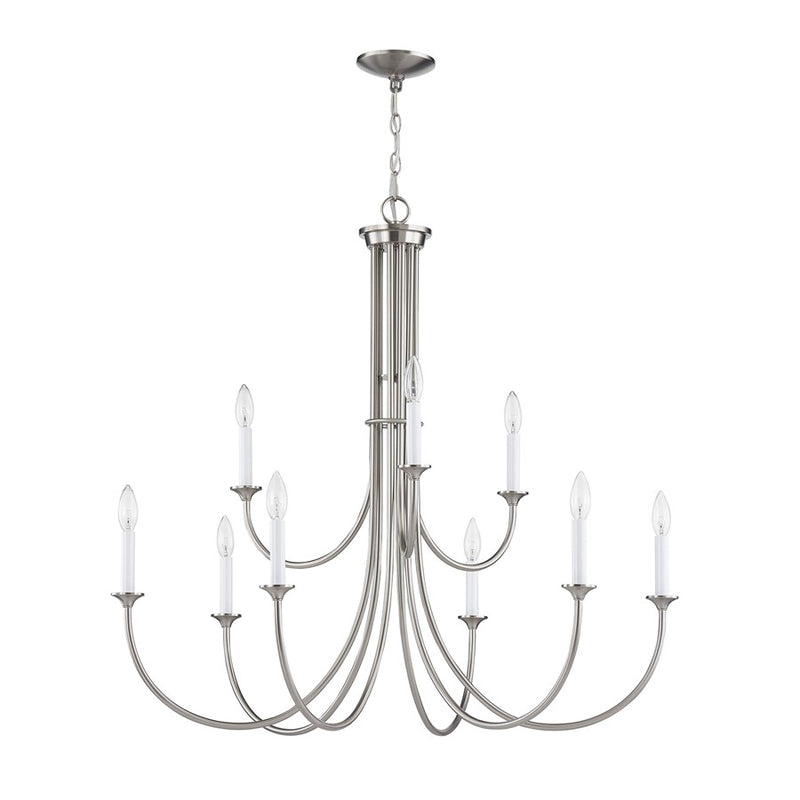 Atlas Lighting Meadowview 36in 9-Light Chandelier | Traditional Brushed Nickel Metal | Dining Room & Foyer | 36 x 36 x 34 in | Model CL11243-NK