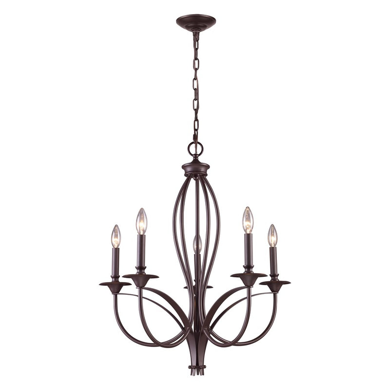 Atlas Lighting Medford 26in 5-Light Chandelier | Transitional Oil Rubbed Bronze Metal | Dining Room & Kitchen Island | Model CL11244-BZ