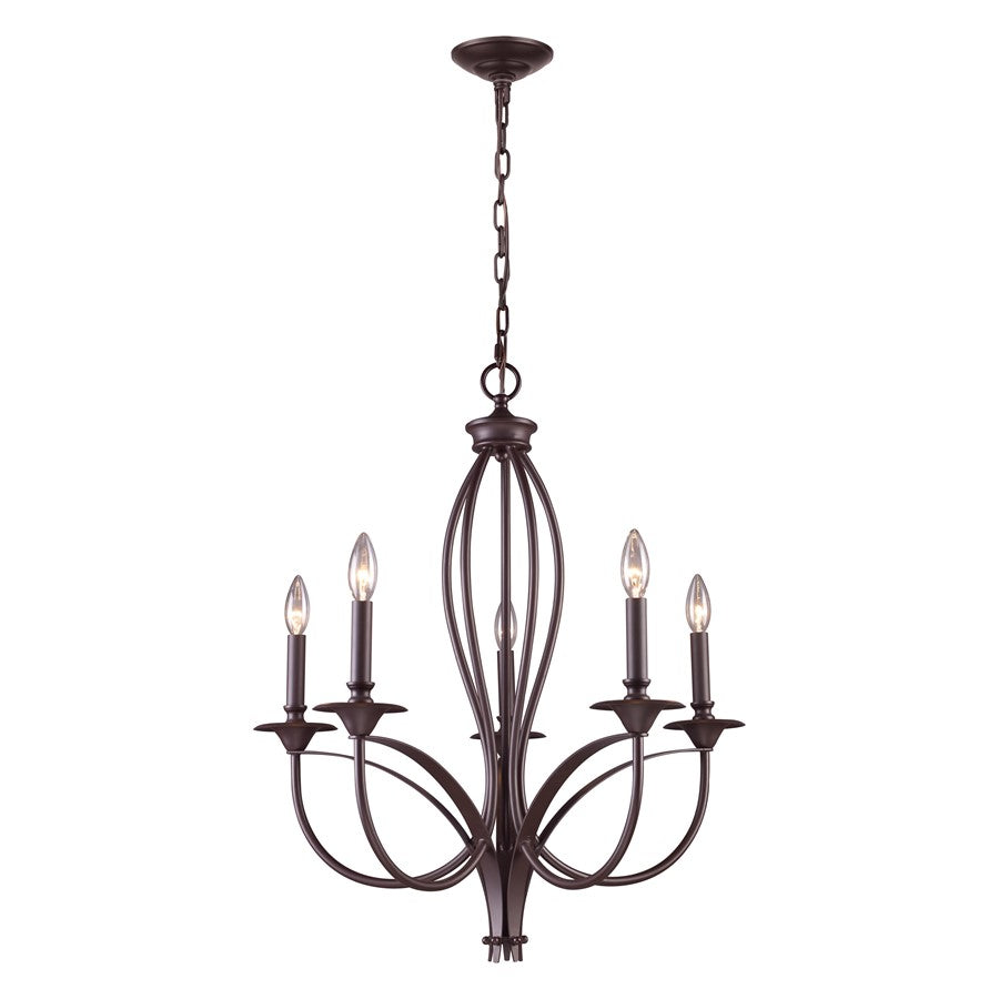 Atlas Lighting Medford 26'' Wide 5Lt Chandelier, Oiled Bronze