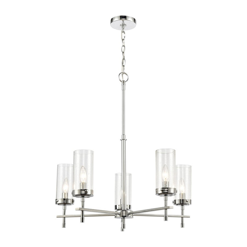 Atlas Lighting Melinda 25in 5-Light Chandelier | Transitional Polished Chrome and Clear Seeded Glass | Dining Room & Kitchen | Model CL11249-CH