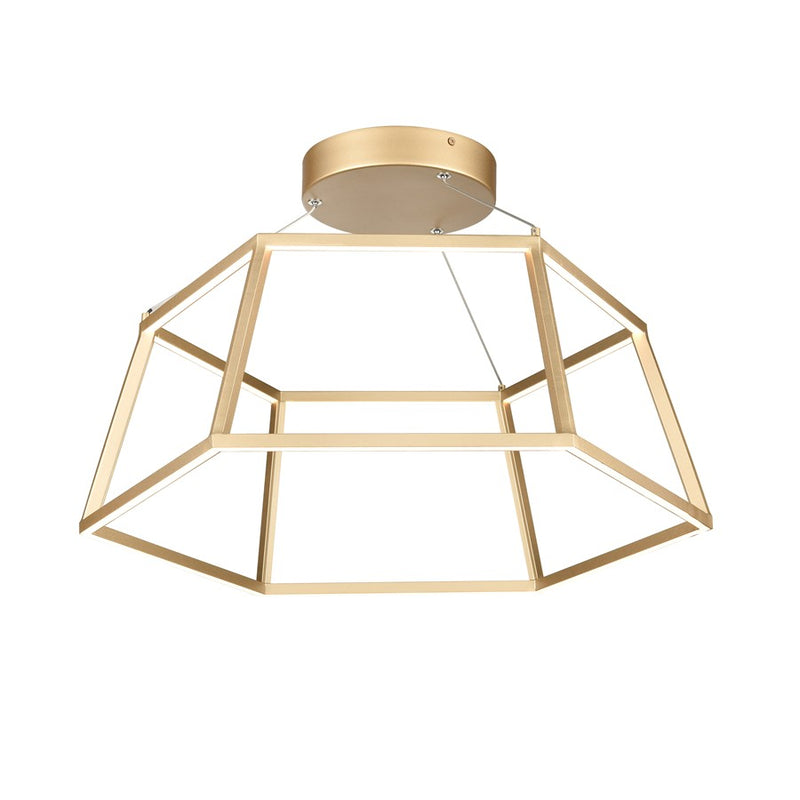 Atlas Lighting Minimalist 21in LED Chandelier | Modern Soft Gold Metal Geometric | Dining Room & Living Room | 21 x 21 x 9 in | Model CL11251-GD