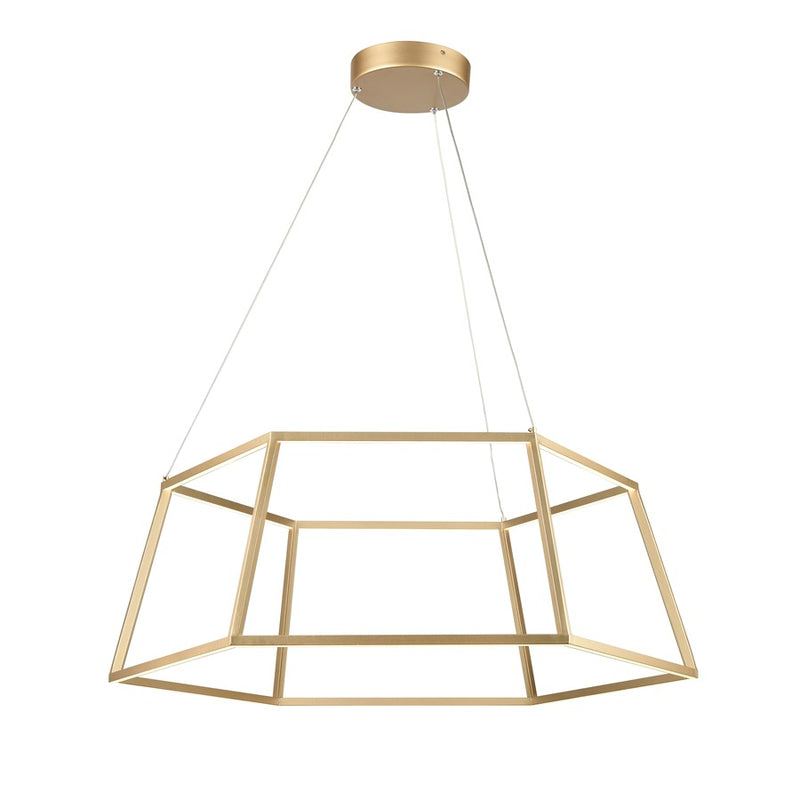 Atlas Lighting Minimalist 23in LED Chandelier | Modern Soft Gold Metal Geometric | Dining Room & Living Room | 23 x 23 x 11 in | Model CL11252-GD