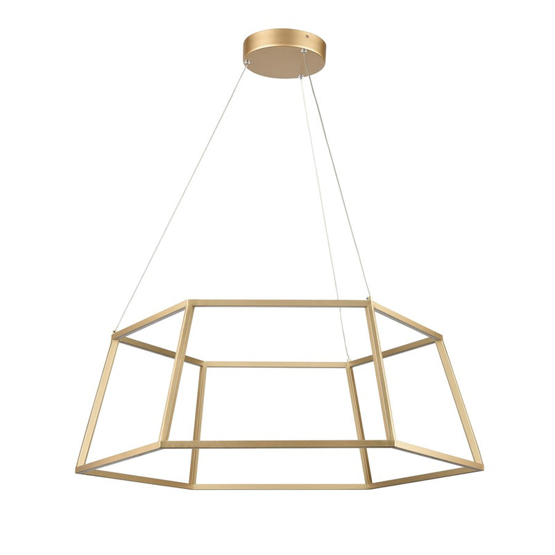 Atlas Lighting Minimalist 23in LED Chandelier | Modern Soft Gold Metal Geometric | Dining Room & Living Room | 23 x 23 x 11 in | Model CL11252-GD