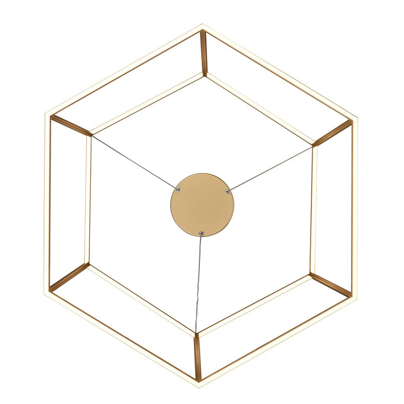 Atlas Lighting Minimalist 23in LED Chandelier | Modern Soft Gold Metal Geometric | Dining Room & Living Room | 23 x 23 x 11 in | Model CL11252-GD