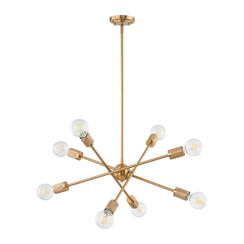 Atlas Lighting Module 22in 8-Light Chandelier | Modern Burnished Brass Metal | Dining Room & Living Room | 22 x 22 x 18 in | Model CL11254-BS