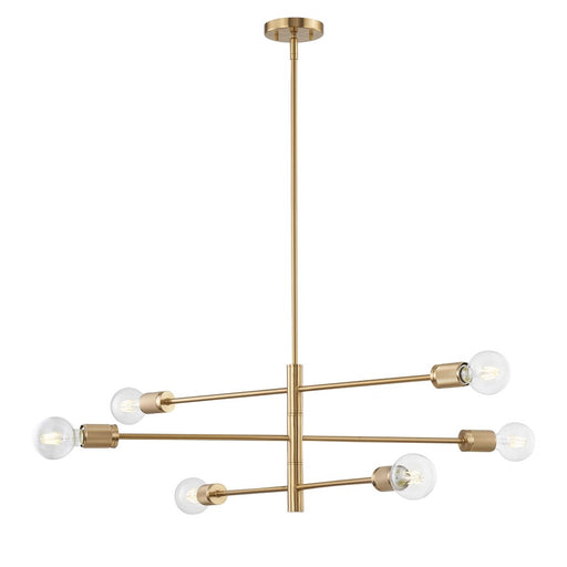 Atlas Lighting Module 34'' Wide 6Lt Chandelier, Burnished Brass