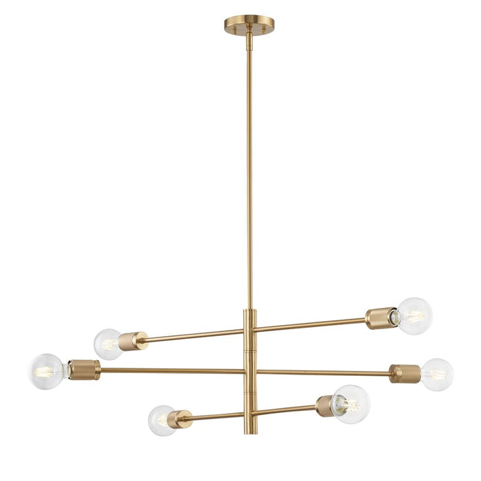 Atlas Lighting Module 34'' Wide 6Lt Chandelier, Burnished Brass
