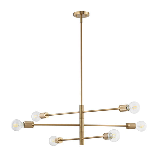 Atlas Lighting Module 34'' Wide 6Lt Chandelier, Burnished Brass