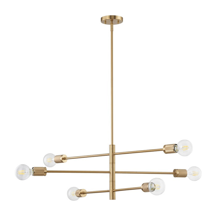 Atlas Lighting Module 34'' Wide 6Lt Chandelier, Burnished Brass