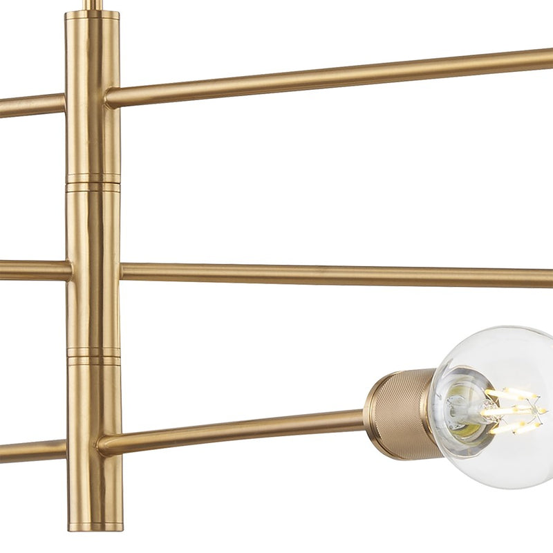 Atlas Lighting Module 34in 6-Light Chandelier | Mid-Century Burnished Brass Metal | Dining Room & Living Room | 34 x 34 x 11 in | Model CL11255-BS