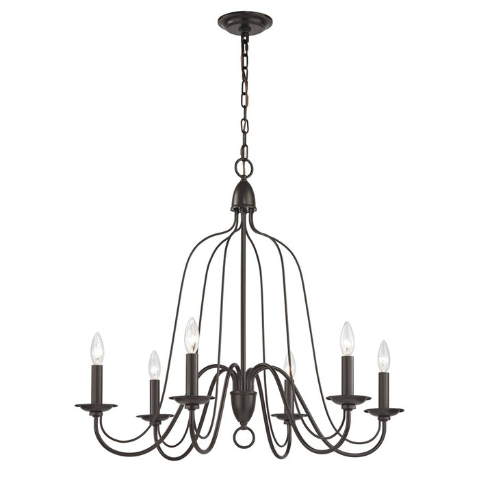 Atlas Lighting Monroe 30'' Wide 6Lt Chandelier, Oil Rubbed Bronze