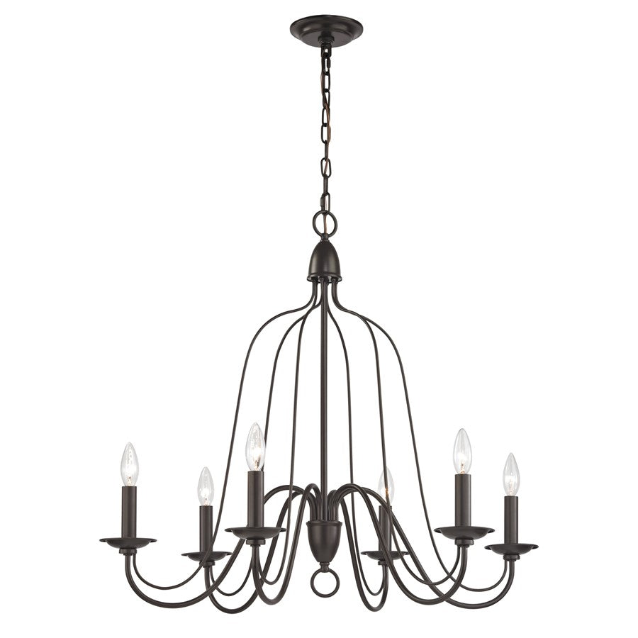 Atlas Lighting Monroe 30'' Wide 6Lt Chandelier, Oil Rubbed Bronze