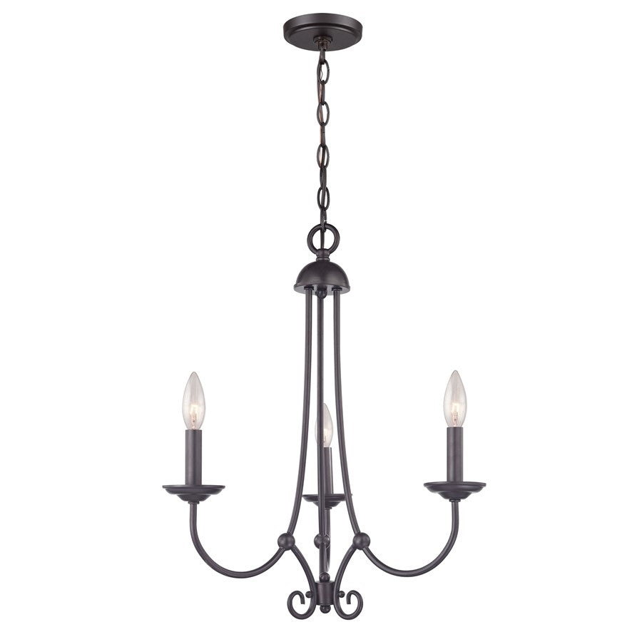Atlas Lighting Montgomery 20''W 3Lt Chandelier, Oil Rubbed Bronze