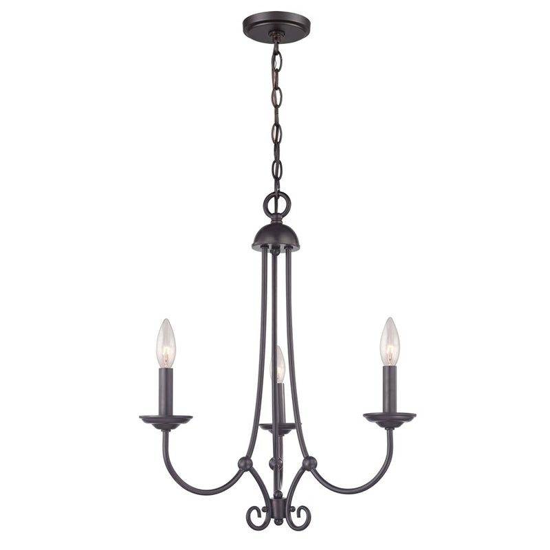 Atlas Lighting Montgomery 20in 3-Light Chandelier | Traditional Oil Rubbed Bronze Metal | Dining Room & Living Room | Model CL11258-BZ