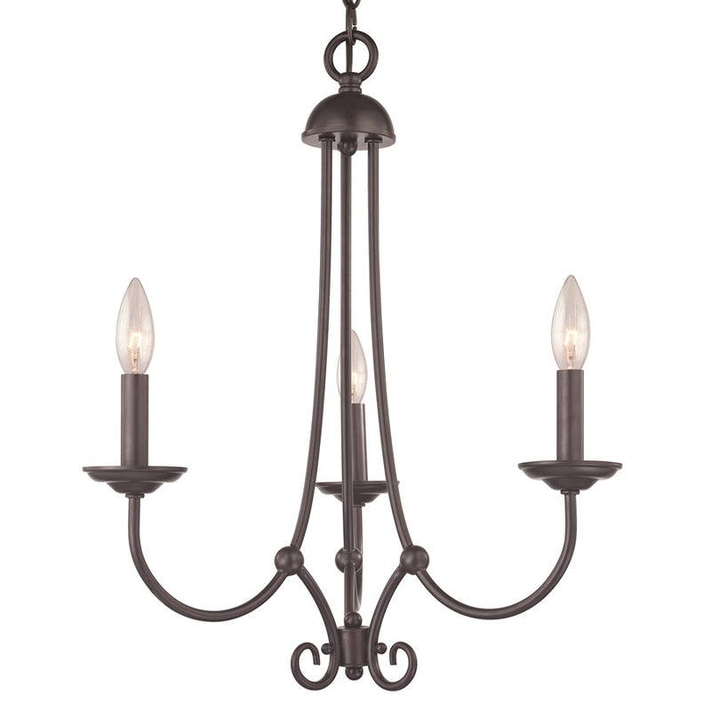 Atlas Lighting Montgomery 20in 3-Light Chandelier | Traditional Oil Rubbed Bronze Metal | Dining Room & Living Room | Model CL11258-BZ