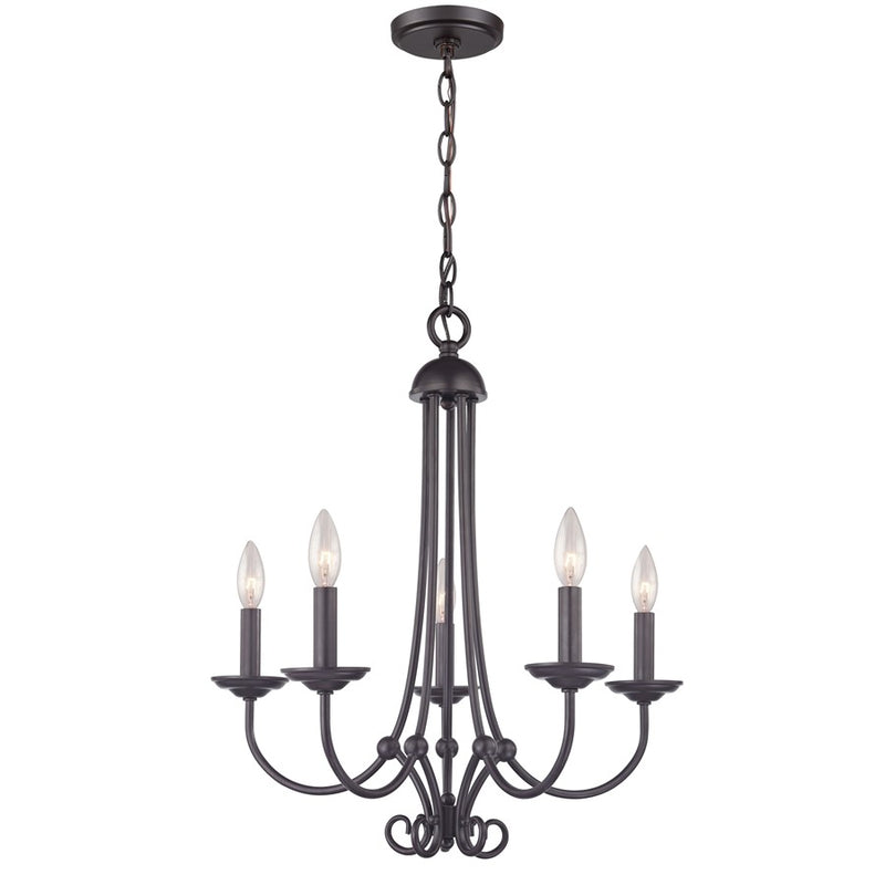 Atlas Lighting Montgomery 20in 5-Light Chandelier | Traditional Oil Rubbed Bronze Metal | Dining Room & Foyer | 20 x 20 x 23 in | Model CL11260-BZ
