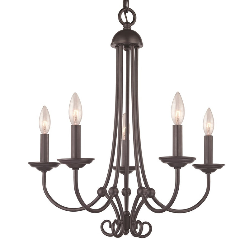 Atlas Lighting Montgomery 20in 5-Light Chandelier | Traditional Oil Rubbed Bronze Metal | Dining Room & Foyer | 20 x 20 x 23 in | Model CL11260-BZ