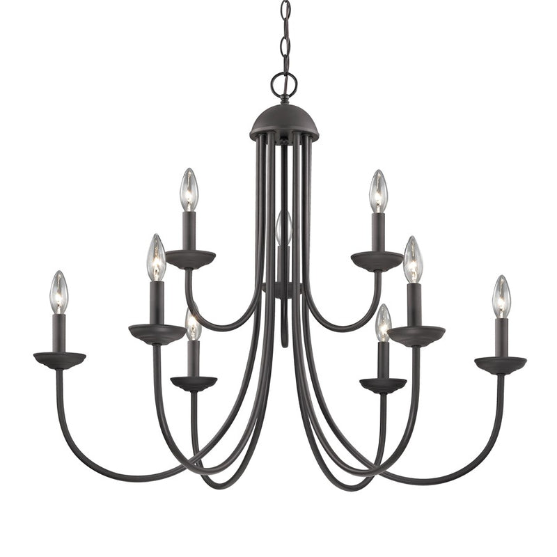 Atlas Lighting Montgomery 34in 9-Light Chandelier | Traditional Oil Rubbed Bronze Metal | Dining Room & Foyer | 34 x 34 x 29 in | Model CL11261-BZ