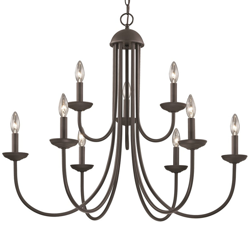 Atlas Lighting Montgomery 34in 9-Light Chandelier | Traditional Oil Rubbed Bronze Metal | Dining Room & Foyer | 34 x 34 x 29 in | Model CL11261-BZ