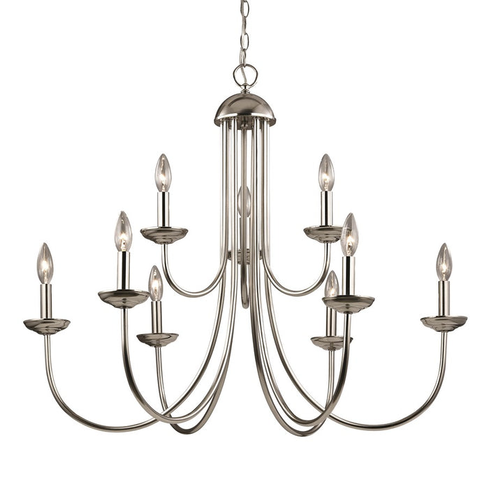 Atlas Lighting Montgomery 34'' Wide 9Lt Chandelier, Brushed Nickel