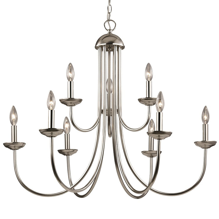 Atlas Lighting Montgomery 34'' Wide 9Lt Chandelier, Brushed Nickel