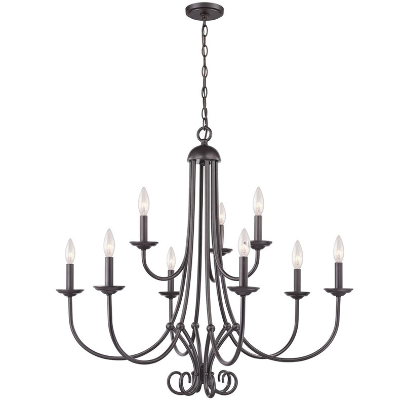 Atlas Lighting Montgomery 34in 9-Light Chandelier | Traditional Oil Rubbed Bronze Metal | Dining Room & Living Room | Model CL11262-BZ