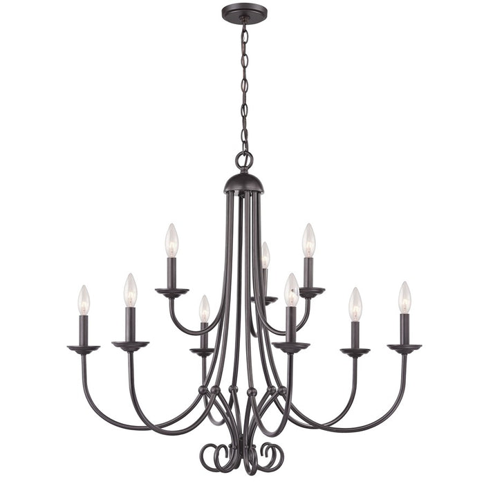 Atlas Lighting Montgomery 31''W 9Lt Chandelier, Oil Rubbed Bronze