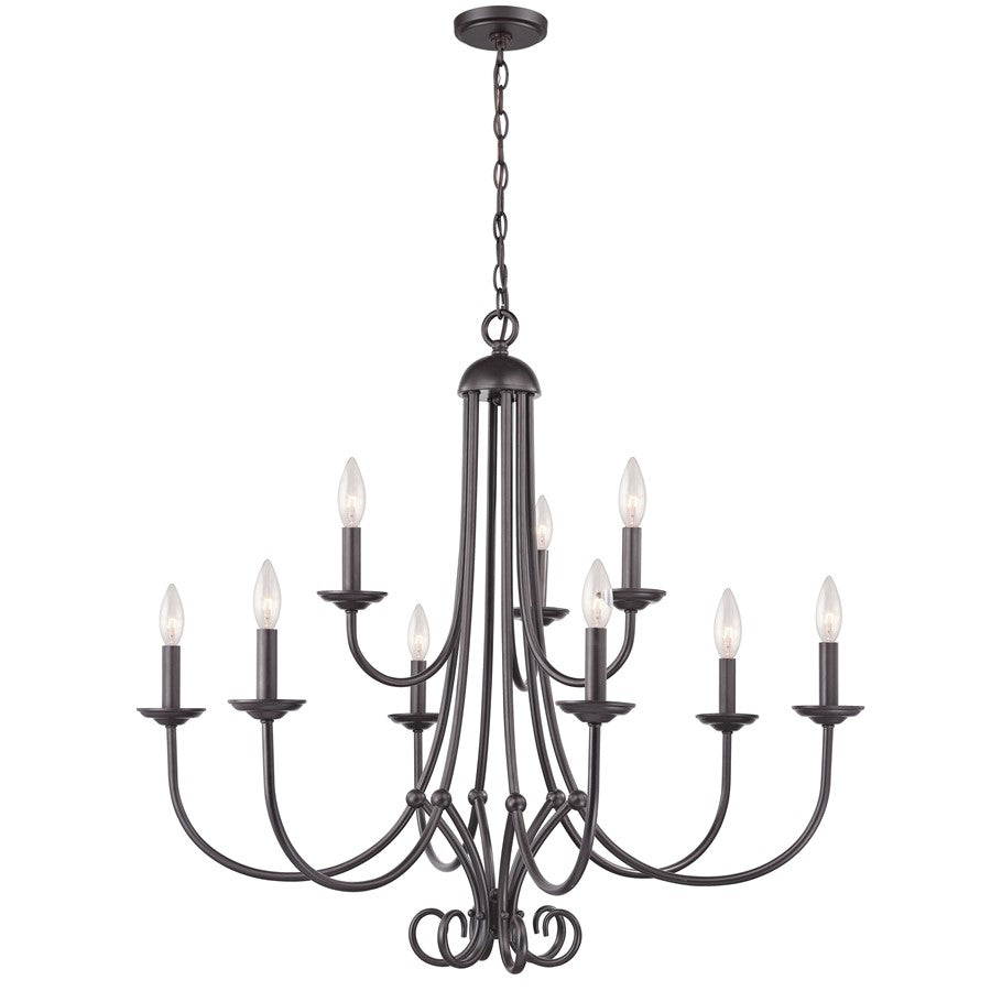Atlas Lighting Montgomery 31''W 9Lt Chandelier, Oil Rubbed Bronze