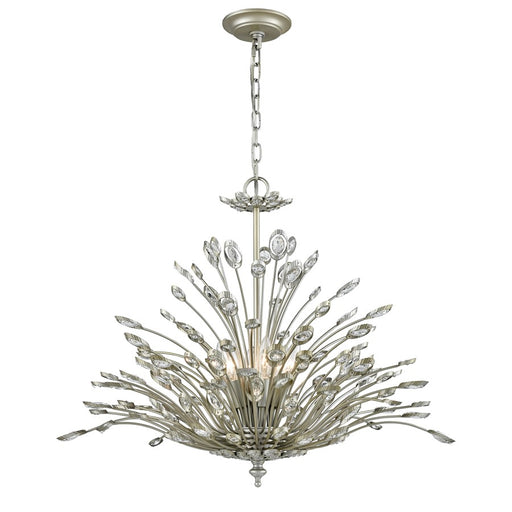 Atlas Lighting Mullica 28'' Wide 6Lt Chandelier, Aged Silver