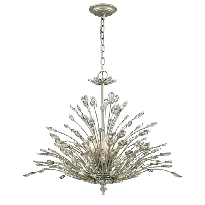 Atlas Lighting Mullica 28'' Wide 6Lt Chandelier, Aged Silver