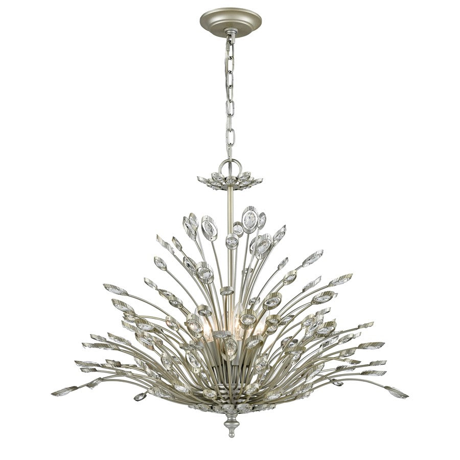 Atlas Lighting Mullica 28'' Wide 6Lt Chandelier, Aged Silver