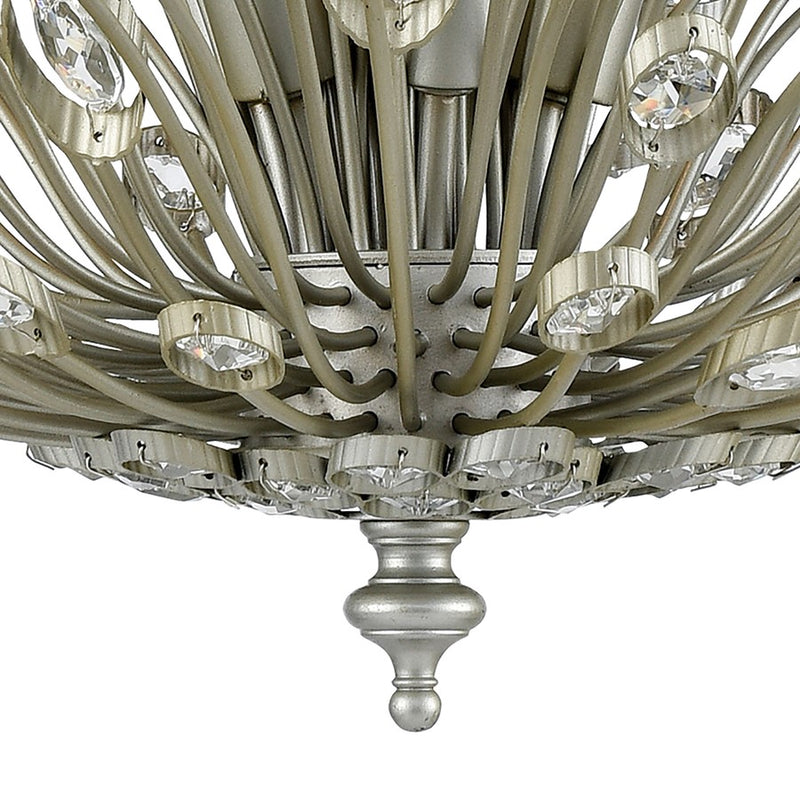 Atlas Lighting Mullica 28in 6-Light Chandelier | Traditional Aged Silver Metal and Crystal | Dining Room & Living Room | Model CL11264-SV