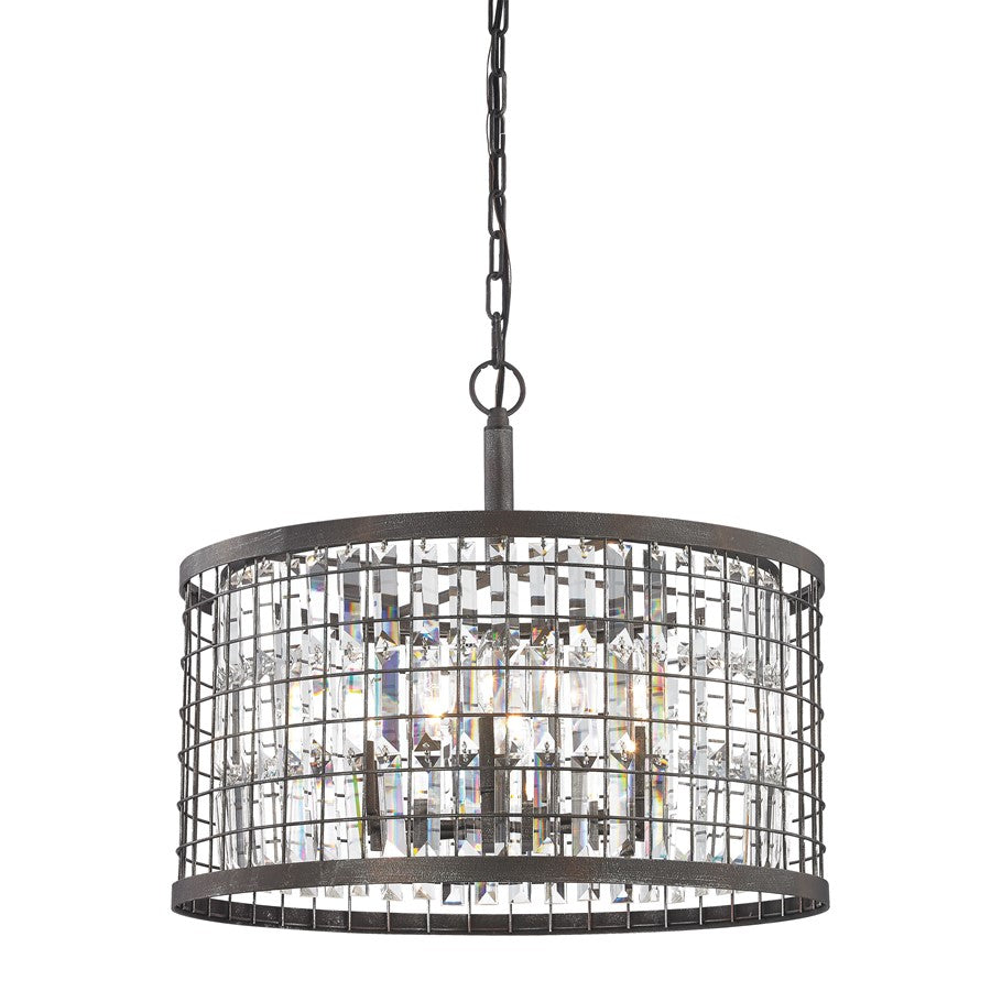 Atlas Lighting Nadina 22''W 6Lt Chandelier, Silverdust Iron/Clear