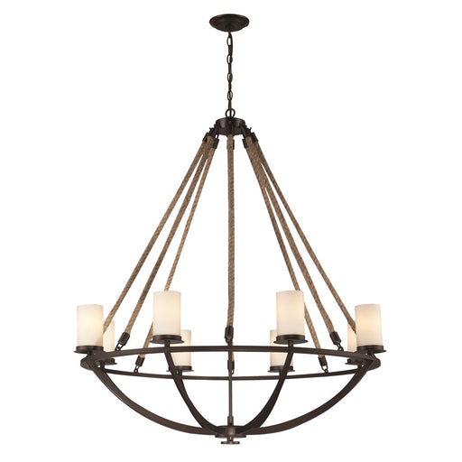 Atlas Lighting Natural Rope 41'' Wide 8Lt Chandelier, Bronze/White