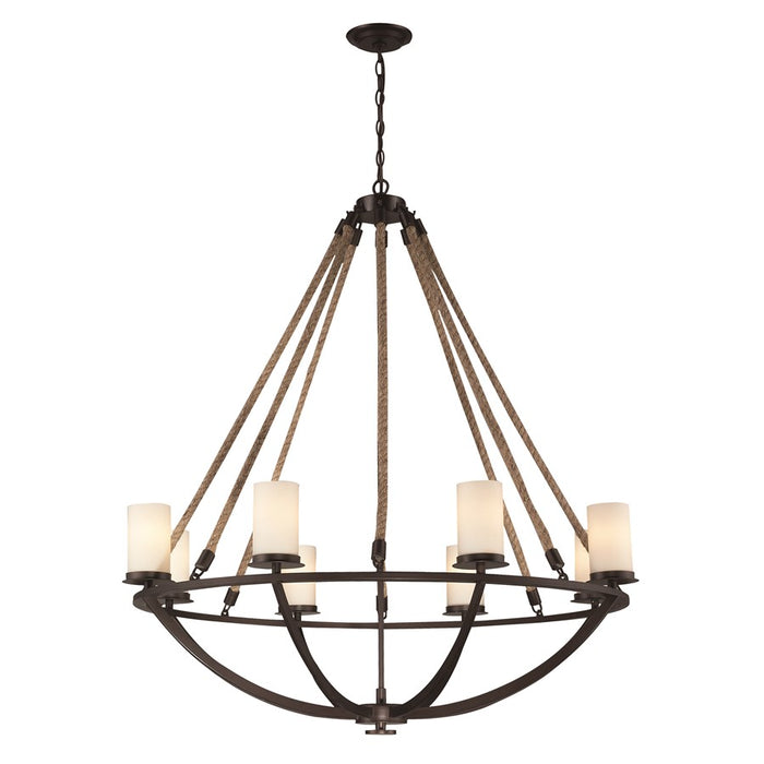 Atlas Lighting Natural Rope 41'' Wide 8Lt Chandelier, Bronze/White