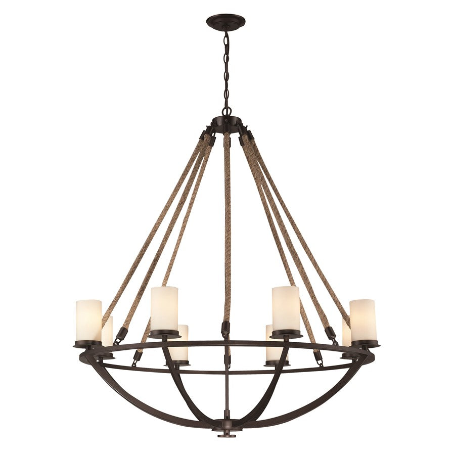 Atlas Lighting Natural Rope 41'' Wide 8Lt Chandelier, Bronze/White