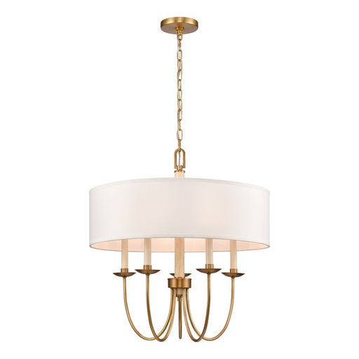 Atlas Lighting Neville 23''W 5Lt Chandelier, Natural Brass/White