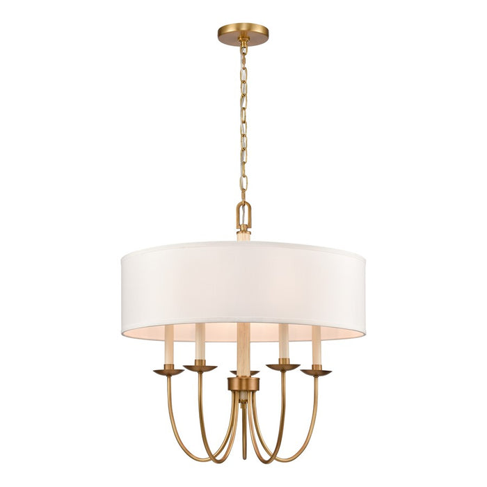 Atlas Lighting Neville 23''W 5Lt Chandelier, Natural Brass/White