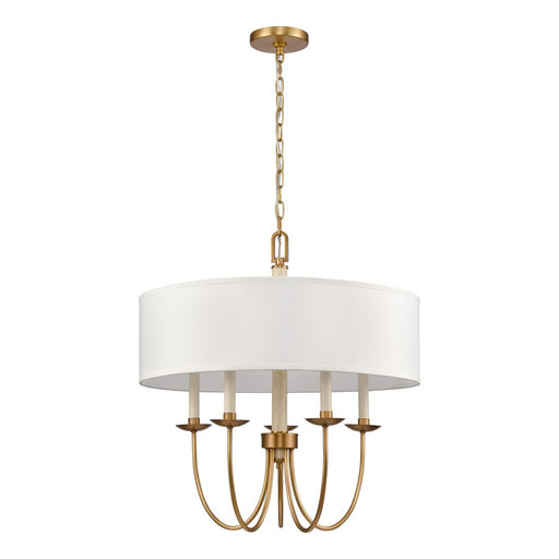 Atlas Lighting Neville 23''W 5Lt Chandelier, Natural Brass/White