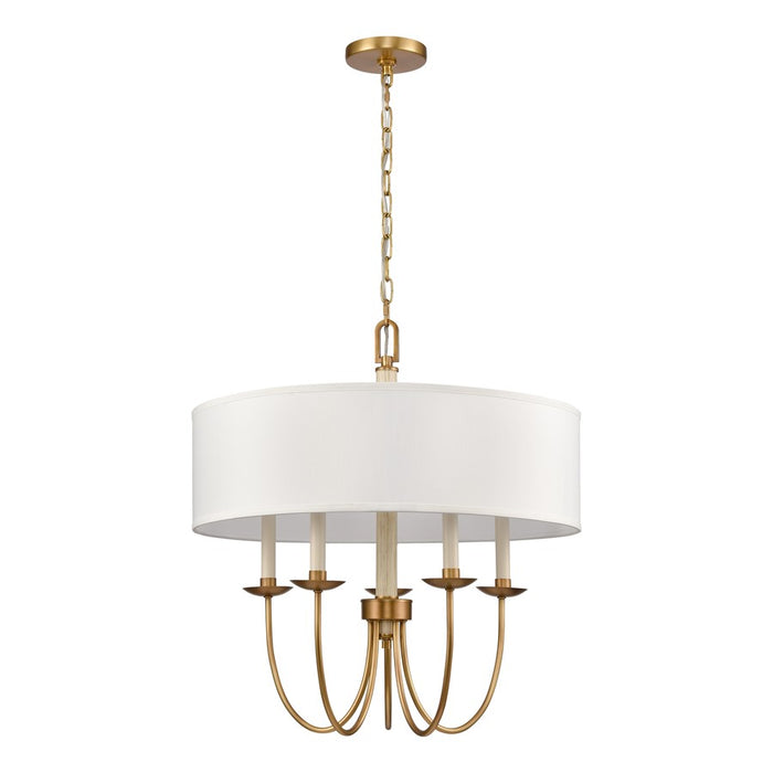 Atlas Lighting Neville 23''W 5Lt Chandelier, Natural Brass/White