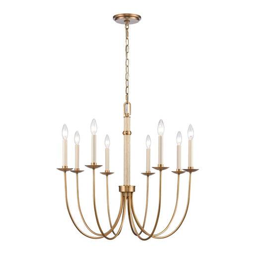 Atlas Lighting Neville 28'' Wide 8Lt Chandelier, Natural Brass