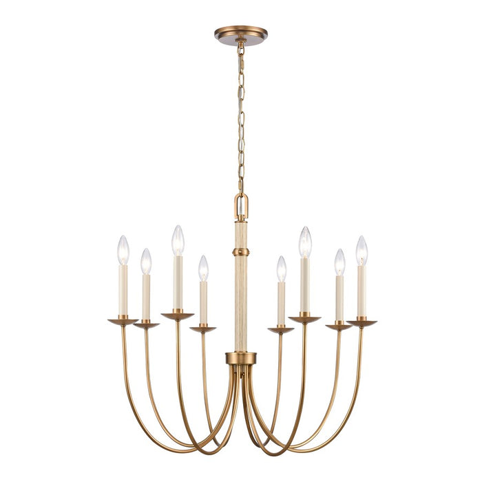 Atlas Lighting Neville 28'' Wide 8Lt Chandelier, Natural Brass
