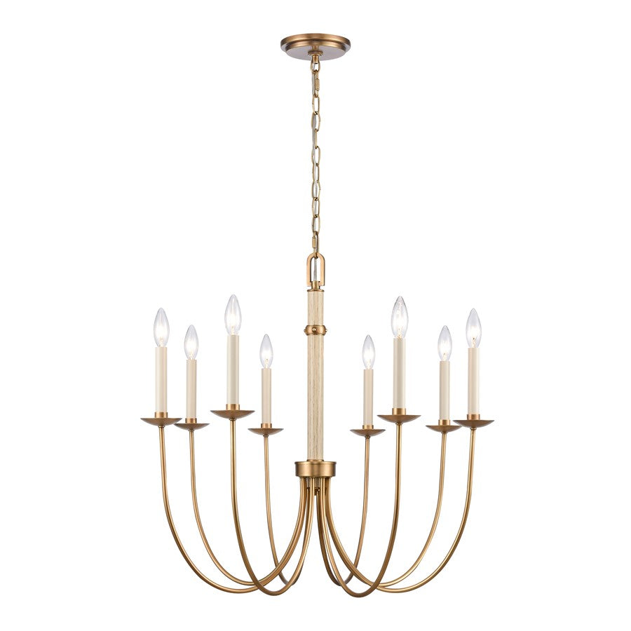 Atlas Lighting Neville 28'' Wide 8Lt Chandelier, Natural Brass